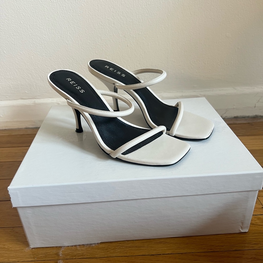 Reiss Cream Strappy Heeled Sandals, 36